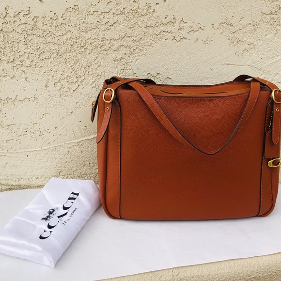 NWT COACH C8353 Alana Pebble Leather Tote - B4/Saddle Color, Dust Bag Included - Picture 6 of 14